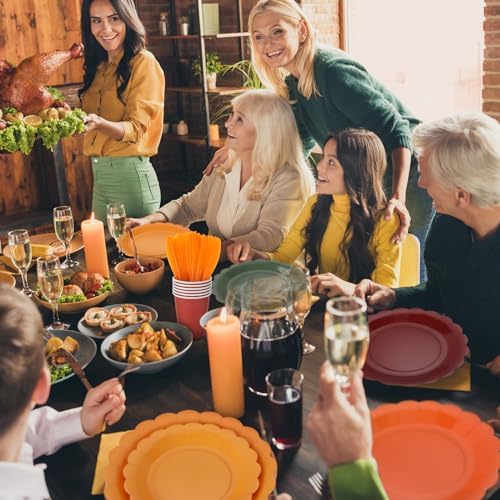 Yaomiao 168 Pcs Fall Party Supplies Autumn Dinnerware Plates Cups Napkin - Image 6