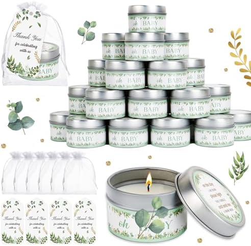 50Set Baby Shower Candle Party Favors Leaf Lavender Scented Candles Bulk Favors for Guests Girl Boy Baby Shower Gender Reveal Party Gifts by VZCBZC
