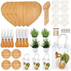 38Pcs Baby Shower Prizes for Game Winners Bamboo Cheese Board Fork Butter Spreaders Coasters Towel Artificial Potted Plant Gift Bag for Baby Shower Bridal Shower Favors (4 Sets, Bamboo Heart Shaped) by WishFond