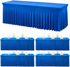 4 Pack Spandex Royal Blue Tablecloths for 8 Foot Rectangle Tables, Wrinkle Free Fitted Table Cloth 8ft Blue Stretchy Tablecover Skirt for Parties Weddings Birthday Banquet Baby Shower by Htper