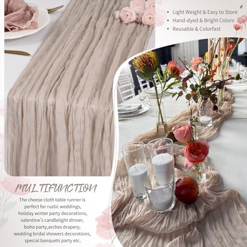 Showgeous 20 Pack Rosy Brown Cheesecloth Table Runner, 17 x 108 Inches - Image 5