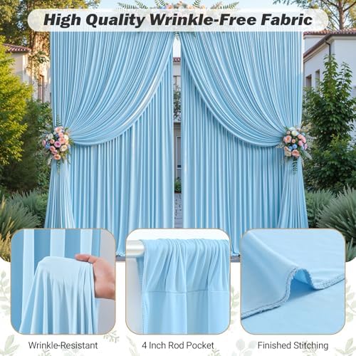 40ftx10ft Wrinkle Free Blue Backdrop Curtain - 10 Feet Photography Backdrop Drapes, Silky Polyester Back Drop Cloth for Wedding Baby Shower Balloon Arch Background - Image 6