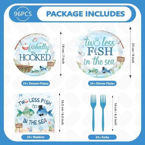 96Pcs Two Less Fish in the Sea Party Supplies for Bridal Shower, Serves 24 - Image 5