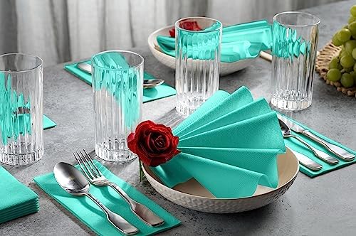 Linen-Feel Bright Green Paper Napkins - Decortive Cloth-Like Disposable Dinner Napkins - Soft And Absorbent. For Kitchen, Party, Wedding, Bathroom Or Any Occasion. (Pack of 100) - Image 2