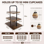Cupcake Stand, 3 Tier Large Wood Cupcake Stand for 50 Cupcakes - Image 5