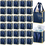 Yeaqee 100 Pcs Mini Paper Gift Bags with Handles Tag, Navy Blue, Gold by Yeaqee