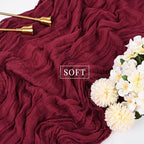 10FT 12 Pcs Burgundy Cheesecloth Table Runner Gauze Fabric Boho Cheese Cloth Table Runner Rustic Semi Sheer Runner for Wedding Holiday Bridal Shower Birthday Party Table Decor (35 x 120 Inches Long) - Image 4