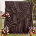 50x12 Coffee Brown Backdrop Curtains for Wedding Party 10 Panel 5×12FT Tall by LeegleriTableSkirt