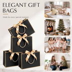 Silkfly 24 Pcs Paper Gift Bags with Handles & Bow Ribbon, Black, Gold - Image 6