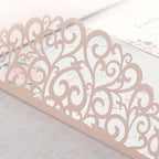 50PCS Pink Laser Cut Wedding Invitation with Envelopes and Rsvp Cards - Image 5