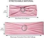 50pcs Pink Spandex Chair Sashes Stretchable for Wedding Party Banquet Decoration Fitted Elastic Bulk Chair Cover Band Bows for Baby Shower Engagement Event Home Dining Decor Wholesale - Image 3