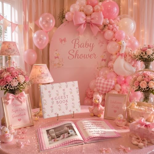 Engrowtic Embroidered Silly Goose Baby Shower Guest Book Linen Cute - Image 4