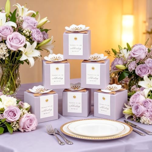 FEIYI 20 PCS Favor Boxes, Lilac Candy Boxes 2.55x2.55x2.55 - Image 5