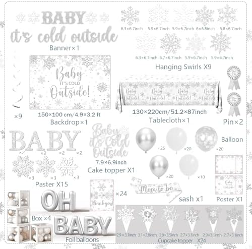 Baby It’s Cold Outside Baby Shower Decorations - 211Pcs Silver Snowflake Winter Wonderland Balloon Arch Garland Set,Christmas Winter Baby Shower Party Supplies - Image 4