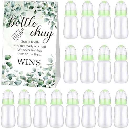 TrelaCo 20 Pcs Bottle Chug Game, Greenery Baby Shower Favors, Green by TrelaCo