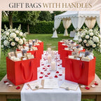 Windyun 50 Pcs Square Paper Gift Bags with Handle 10 x 10 x 10'' Large Favor Bag with DIY Thank You Tag for Wedding Christmas Bridal Shower Bridesmaid Birthday Party (Red) - Image 3