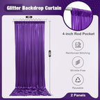 10x10FT Purple Sequin Backdrop Curtain for Party - 2 Panels 5x10FT Wrinkle-Free Shimmer Drapes for Birthday, Wedding, Christmas, Decorations & Photography - Image 5