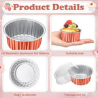 200 Pack Aluminum Cupcake Liners with Lids,Rose Silver,Plain - Image 3