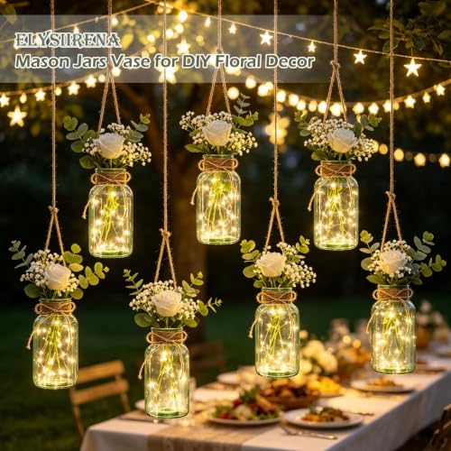 Glass Flower Vase,12 PCS Farmhouse Mason Jar for Centerpiece - Image 6