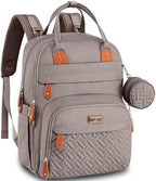 BabbleRoo Diaper Bag Backpack - Baby Essentials Travel Tote - Multi Function Water Resistant Diaper Bag, Travel Essentials Baby Bag with Changing Pad, Stroller Straps & Pacifier Case - Unisex, Khaki by BabbleRoo