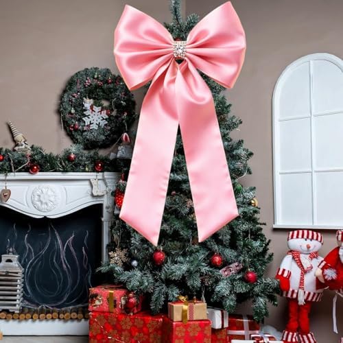 Meseey Giant Pink Satin Bow 27x39 Inch Extra Large Decorative Bow for Christmas Tree Topper,Party,Home Wall,Baby Shower & Birthday Decor(Pink) - Image 2