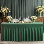 Wish Care 2 Pack Hunter Green Stretch Spandex Table Clothes for 6 Foot Rectangle Tables, 6FT Wrinkle Free Fitted Tablecloths Ruffles Design Table Cover for Party, Banquet, Wedding and Events - Image 5