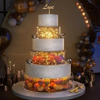 NPPLUS 3 Pcs Acrylic Round Cake Stand with Lid, Clear Fillable Cake Tier by NPPLUS
