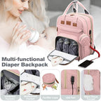 JSTPRO Large Diaper Bag Backpack with Changing Station, Pink - Image 4
