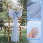 VitalCozy 50 Pack Blue Pearls Vintage Chair Sashes with Bows Wedding Decor - Image 3