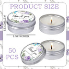 MTLEE 50 Pcs Purple Floral Wedding Candles Gift Favors for Guests 1 Oz - Image 3