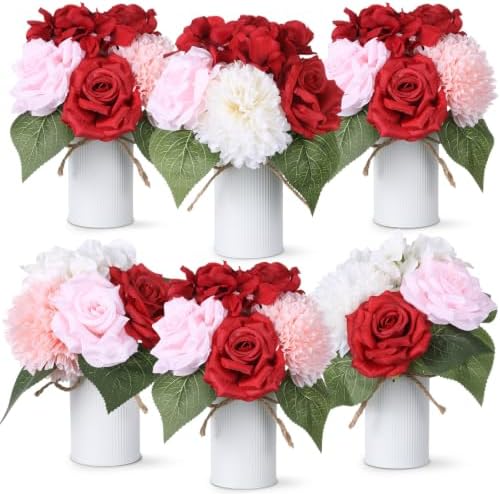 Zeyune 6 Set Artificial Centerpiece, Red,White, Stylish Style by Zeyune