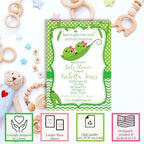 Amanda Creation Custom Invites Pea Pod Twin Girl Baby Shower Invitation 20 5x7 Custom Personalized Twin Girl Baby Shower Invites With Envelopes - Image 2