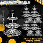 Patelai 8 Pcs 3 Tier Acrylic Cake Stand, Clear, Silver - Image 3