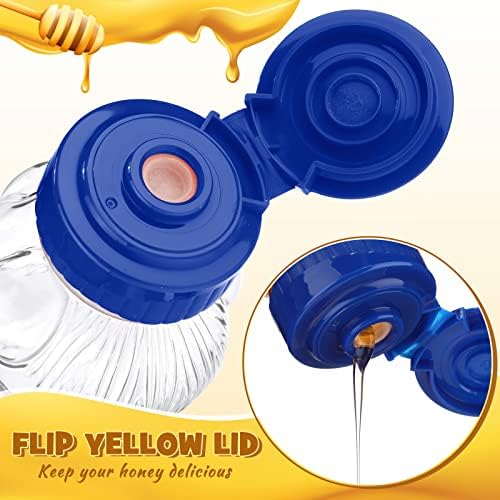 Thenshop 36 Pcs 8 oz Plastic Honey Bear Bottle Clear Squeeze, Blue Lid - Image 4