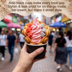 Honeydak 200 Pcs 4 oz Black Paper Ice Cream Cups Disposable Dessert Bowls for Hot or Cold Food Brown Paper Snack Containers for Sundae, Frozen Yogurt, Soup Baby Shower Party Supplies - Image 6