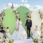 Set of 3 Arch Backdrop Covers(7.2ft, 6.6ft, 6ft) - Premium Stretchy Spandex Backdrop Arch Stand Cover for Baby Shower,Wedding,Party Decor Chiara Cover with Double-Sided Design(Cream Green) - Image 2