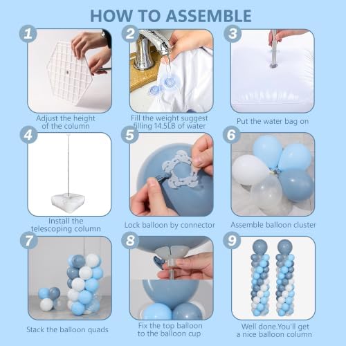 Dusty Blue Balloon Column Stand Kit of 2 with Balloons - Image 5