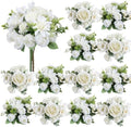 White Peonies Dahlia Artificial Flowers Bulk, 12 Bundles by Nagobi