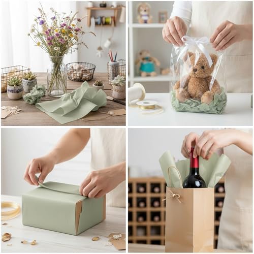 500 Sheets Sage Green Tissue Paper Bulk 15 x 20 Inch for Fall Wedding Gifts - Image 2