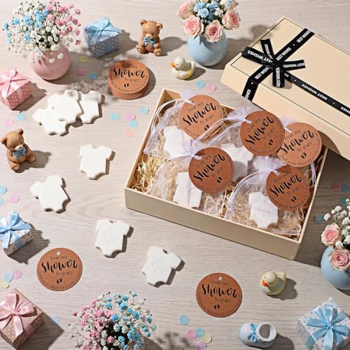 50 Sets Baby Shower Soap Favors for Guests Boy Girl Mini Handmade Scented Soaps with Thank You Tags and Organza Bags for Shower Gender Reveal Party Favors (Oh Baby,White Bodysuit) - Image 4