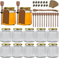12 Pack 12oz Clear Hexagon Glass Honey Jars with Gold Lids by Woaiwo-q