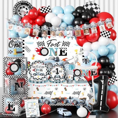 Cocomigo Fast One Birthday Decorations for Boy, Serves 25 Guests by cocomigoPartyHome