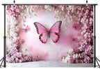 8X6ft Flower Butterfly Wall Backdrop Pink Floral Princess Girl Birthday Party Photography Background Photo Backdrop Art Wedding Banner Photo Studio Props - Image 4
