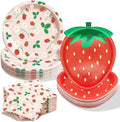Strawberry Paper Plates Set, Strawberry Birthday Party Decorations, 50Set by OuMuaMua