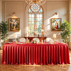 1 Pack Red Satin Tablecloths Rectangle 4FT, Glitter Spandex Fitted Stretch Table Covers Wrinkle-Free Floor Length Shimmer Table Skirt for Weddings Parties Baby Shower Banquets Vendor Events by Partisky