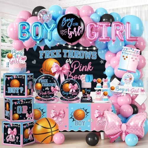 Cocomigo 303 PCS Free Throws or Pink Bows Gender Reveal Decorations by cocomigoPartyHome