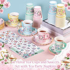 SUMMORO 180 Pcs Disposable Paper Tea Cups and Plates with Napkins, 9 OZ - Image 4