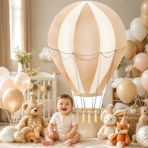 2.9 ft x 4.9 ft Hot Air Balloon Baby Shower Decorations, Large Light Brown Hot Air Shaped Cardboard Cutout, Life-Size Standup Photo Booth Props for Birthday Party Celebration Backdrops Decor - Image 7
