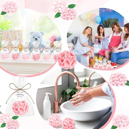 Demissle 40 Pcs Pink Hydrangea Flower Soaps Wedding Bridal Shower Favors - Image 5