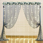 Silver Grey Tulle Backdrop Curtain with Lights String for Parites 10x10ft Sheer Backdrop Curtains for Birthday Party Bridal Shower Baby Shower Wedding Ceremony Prom Photo Booth Background Decorations - Image 2
